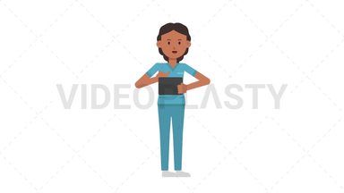 Indian Female Nurse Using Tablet Happy Stock Animation