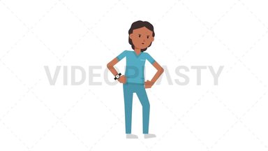 Indian Female Nurse Waiting Stock Animation