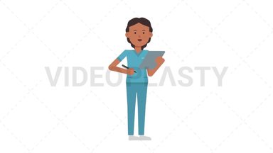 Indian Female Nurse Writing on Clipboard Stock Animation