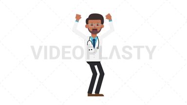 Indian Male Doctor Cheer Stock Animation