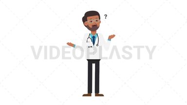 Indian Male Doctor Confused Stock Animation