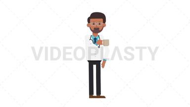 Indian Male Doctor Drinking Coffee Stock Animation