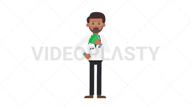 Indian Male Doctor Holding Cash Stock Animation