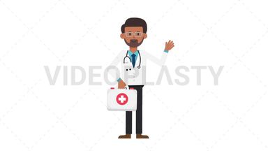 Indian Male Doctor Holding First Aid Kit Stock Animation