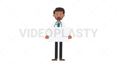Indian Male Doctor Holding Poster Stock Animation
