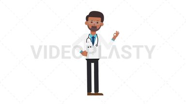 Indian Male Doctor Ok Stock Animation