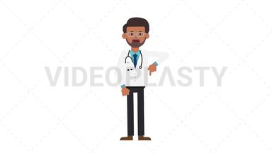 Indian Male Doctor Pointing Below Stock Animation