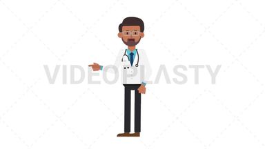 Indian Male Doctor Pointing Left Stock Animation