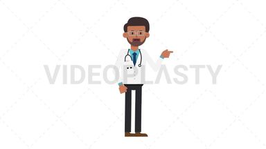 Indian Male Doctor Pointing Right Stock Animation
