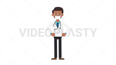 Indian Male Doctor Putting on Face Mask Stock Animation