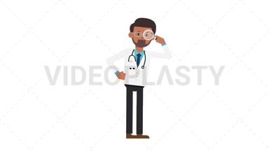 Indian Male Doctor Searching with a Magnifying Glass Stock Animation