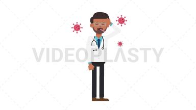 Indian Male Doctor Sick with Covid Stock Animation