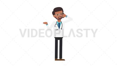 Indian Male Doctor Talking on the Phone Angry Stock Animation