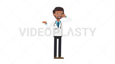 Indian Male Doctor Talking on the Phone Happy Stock Animation