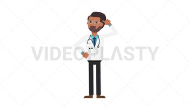 Indian Male Doctor Thinking Stock Animation