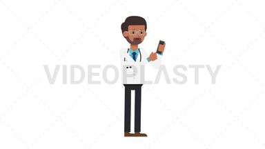 Indian Male Doctor Using Phone Stock Animation