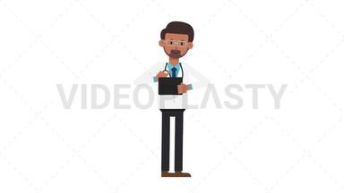 Indian Male Doctor Using Tablet Happy Stock Animation