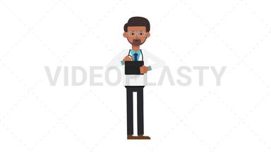 Indian Male Doctor Using Tablet Sad Stock Animation