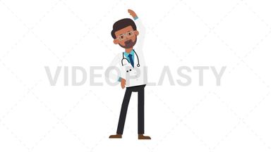 Indian Male Doctor Warmup Exercise Stock Animation