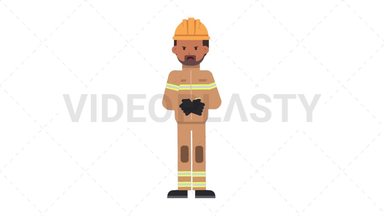 Indian Male Firefighter Angry Stock Animation