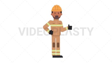 Indian Male Firefighter Approve Stock Animation