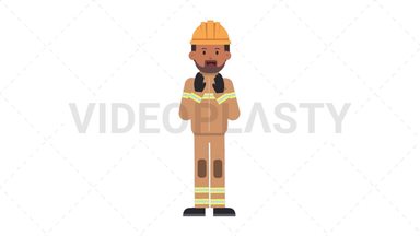 Indian Male Firefighter Clapping Stock Animation
