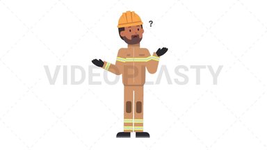 Indian Male Firefighter Confused Stock Animation