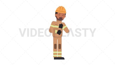 Indian Male Firefighter Coughing Stock Animation