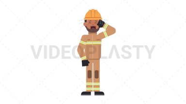 Indian Male Firefighter Crying Stock Animation