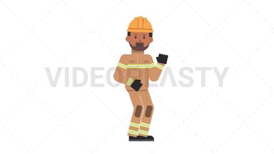 Indian Male Firefighter Dancing Stock Animation