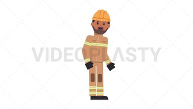 Indian Male Firefighter Dizzy Stock Animation