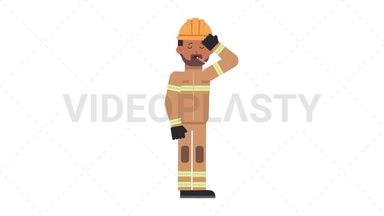 Indian Male Firefighter Fever Stock Animation