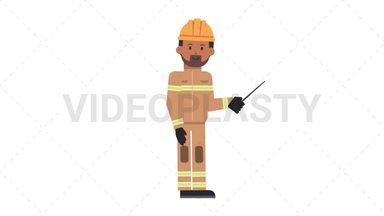 Indian Male Firefighter Holding Pointer Stick Stock Animation