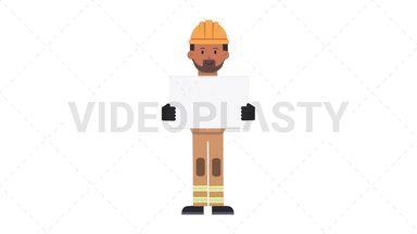 Indian Male Firefighter Holding Poster Stock Animation
