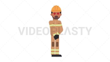 Indian Male Firefighter In Love Stock Animation