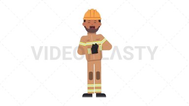 Indian Male Firefighter Laughing Stock Animation