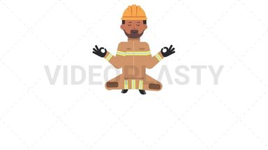 Indian Male Firefighter Meditating Stock Animation