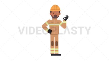 Indian Male Firefighter Ok Stock Animation