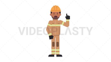 Indian Male Firefighter Pointing Above Stock Animation