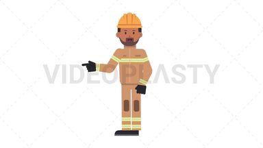 Indian Male Firefighter Pointing Left Stock Animation