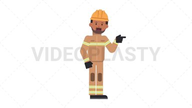 Indian Male Firefighter Pointing Right Stock Animation
