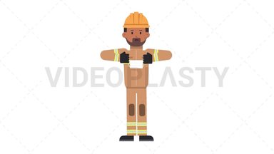 Indian Male Firefighter Putting on Face Mask Stock Animation