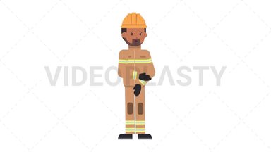 Indian Male Firefighter Sad Stock Animation