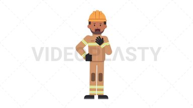 Indian Male Firefighter Shortness of Breath Stock Animation