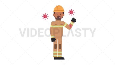 Indian Male Firefighter Sick with Covid Stock Animation