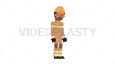 Indian Male Firefighter Sleepy Stock Animation