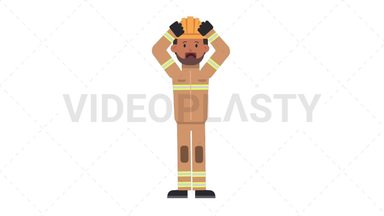 Indian Male Firefighter Stressed Stock Animation