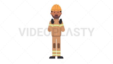 Indian Male Firefighter Surprised Stock Animation