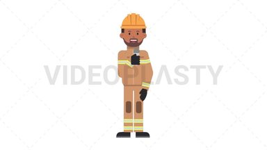 Indian Male Firefighter Talking on Microphone Stock Animation