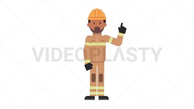 Indian Male Firefighter Thinking Stock Animation